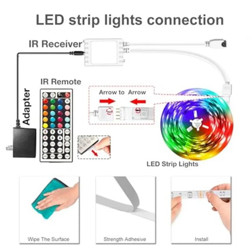 LED Strip Lights 100ft RGB Color Changing Smart App Remote Bedroom Party Decor